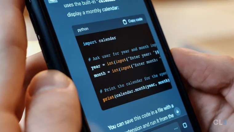Celular com um aplicativo de chat de inteligência artificial aberto
