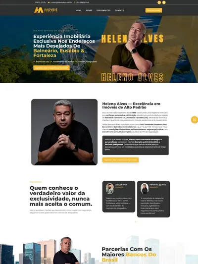 Página inicial do site do corretor Heleno Alves, de imóveis de alto padrão em Balneário Camboriú, Eusébio e Fortaleza