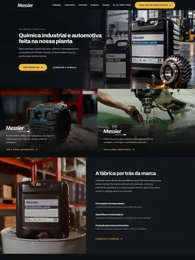Página inicial do site da Messier, fábrica de química industrial e automotiva em Pinhais, no Paraná