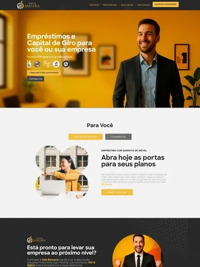Página inicial do site da Sala Bancária, de crédito e capital de giro para empresas
